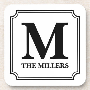 Editable Colour Family Name / Bar / Diner Monogram Coaster