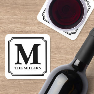 Editable Colour Family Name / Bar / Diner Monogram Coaster