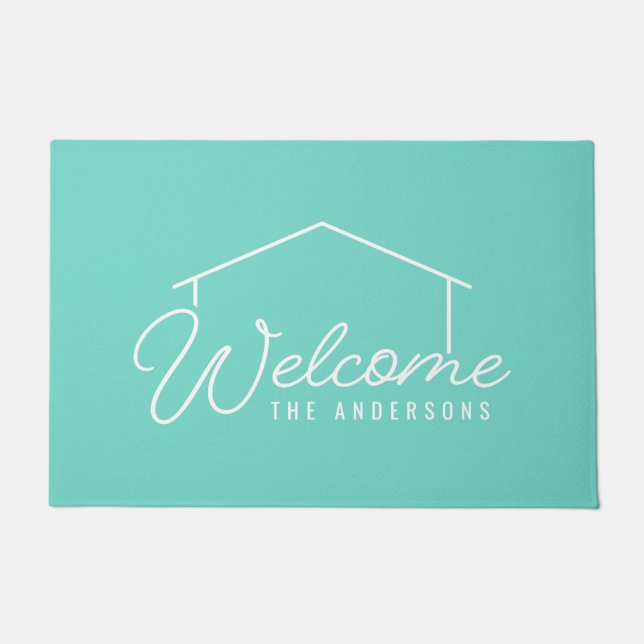 Editable Colour Family Name House Welcome Doormat (Front)