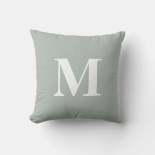 Editable Colour Green White Monogram Initial Cushion