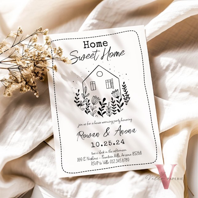 Editable Colour Handdrawn Sweet House Warming Invitation (Creator Uploaded)