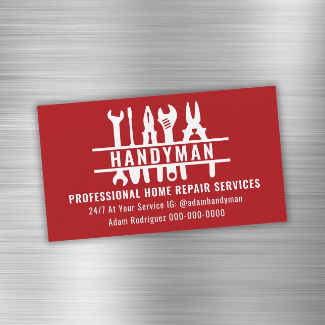Editable Colour Handyman Business Magnetic Card (Creator Uploaded)