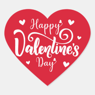 Editable Colour Happy Valentines Day Typography  Heart Sticker
