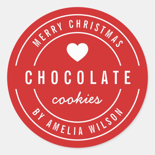 EDITABLE Colour Homemade Goods Merry Christmas Classic Round Sticker (Front)