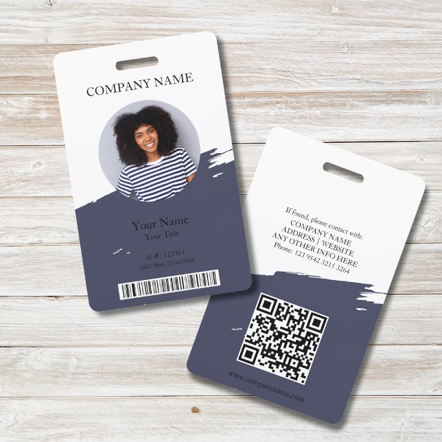 Editable Colour ID Photo, QR & Bar Code Employee ID Badge (Creator Uploaded)