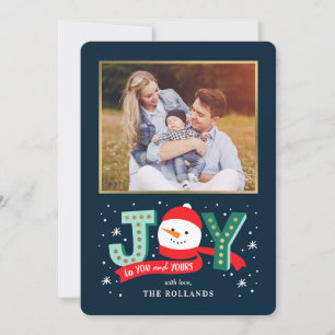 EDITABLE Colour Joyful Snowman Holiday Photo Card