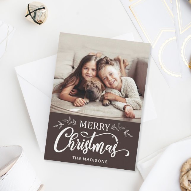 Editable Colour Merry Christmas Photo Holiday Card (Creator Uploaded)