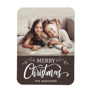 Editable Colour Merry Christmas Photo Magnet