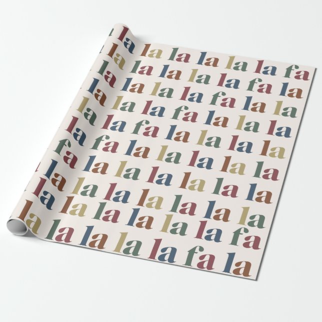 Editable Colour Modern Christmas Fa La La Wrapping Wrapping Paper (Unrolled)