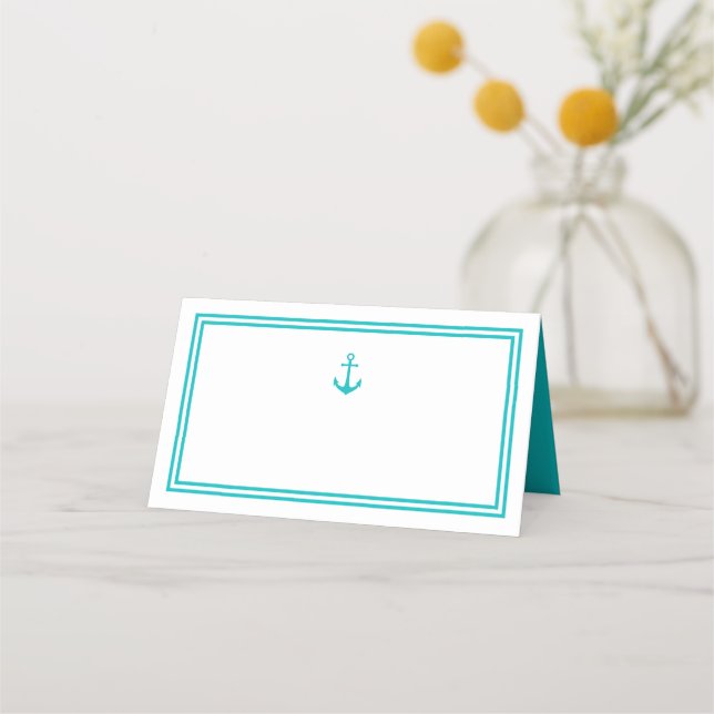 Editable Colour Modern Classic Anchor Place Card (Front)