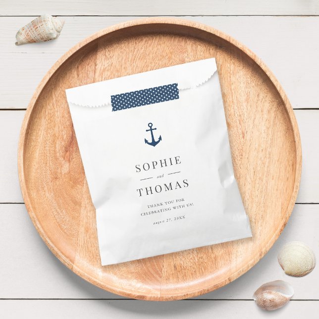 Editable Colour Modern Classic Anchor Wedding  Favour Bag (Creator Uploaded)