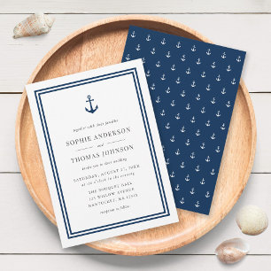 Editable Colour Modern Classic Anchor Wedding Invitation