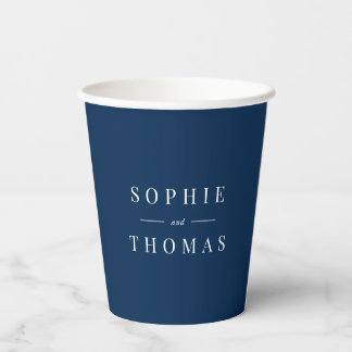 Editable Colour Modern Classic Couple Names Paper Cups