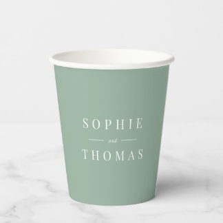 Editable Colour Modern Classic Couple Names Paper Cups