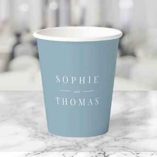Editable Colour Modern Classic Couple Names Paper Cups