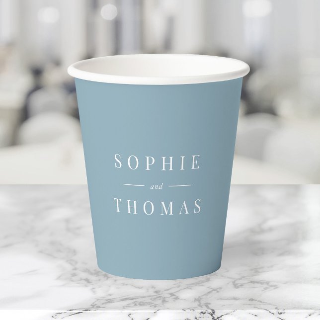Editable Colour Modern Classic Couple Names Paper Cups (Creator Uploaded)