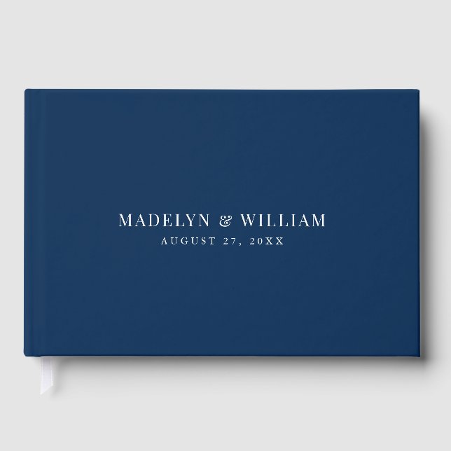 Editable Colour Modern Classic Wedding Guest Book (Front)
