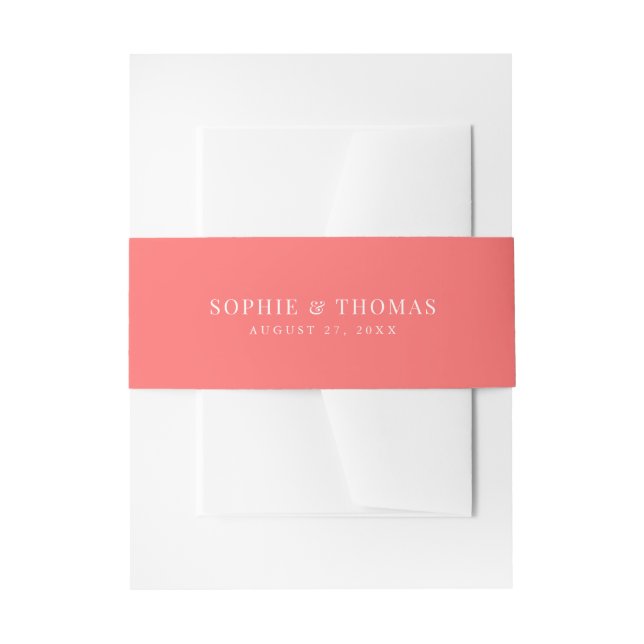 Editable Colour Modern Classic Wedding Invitation Belly Band (Front Example)