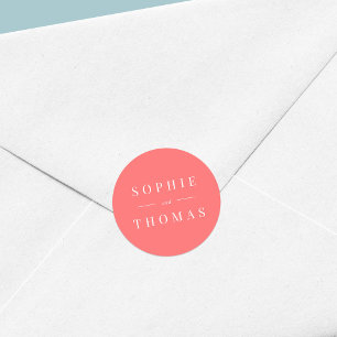 Editable Colour Modern Classic Wedding Round Sticker