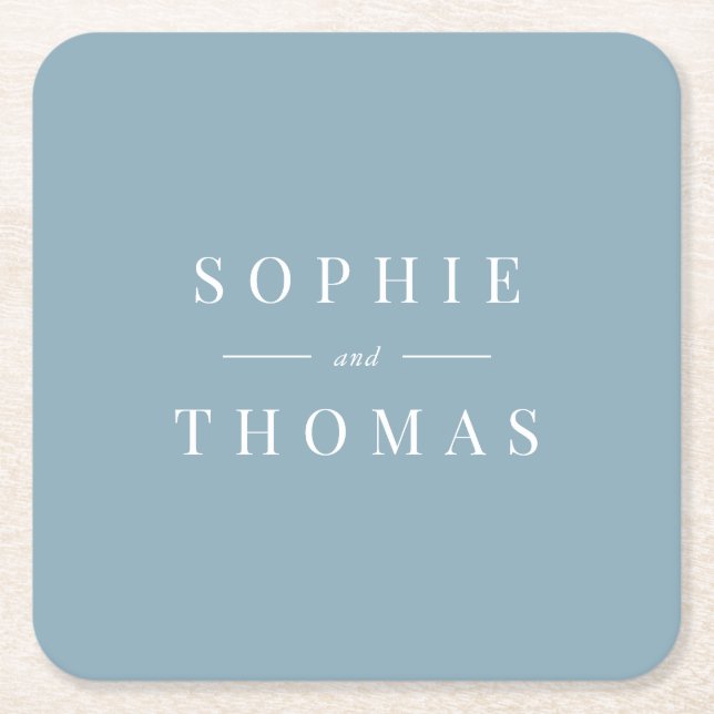 Editable Colour Modern Classic Wedding Square Paper Coaster (Front)