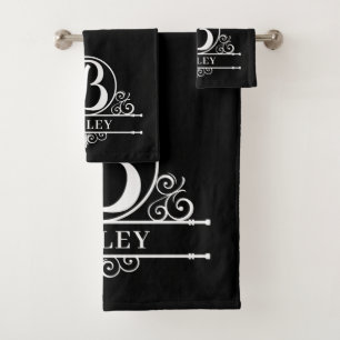 Editable Colour Monogram B Bath Towel Set