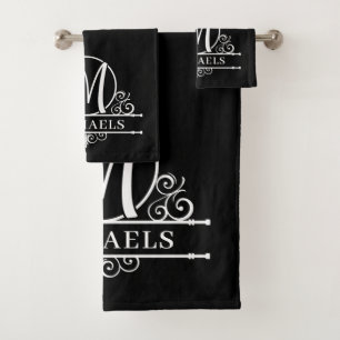 Editable Colour Monogram M Bath Towel Set