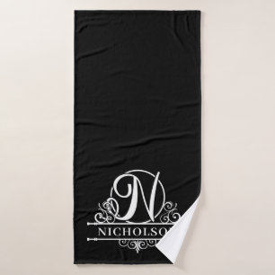 Editable Colour Monogram N Bath Towel Set