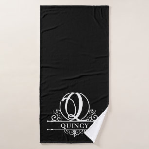 Editable Colour Monogram Q Bath Towel Set