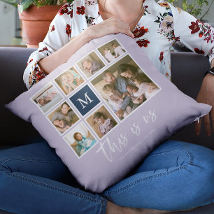 Editable Colour Monogram This is Us Photo Collage Cushion