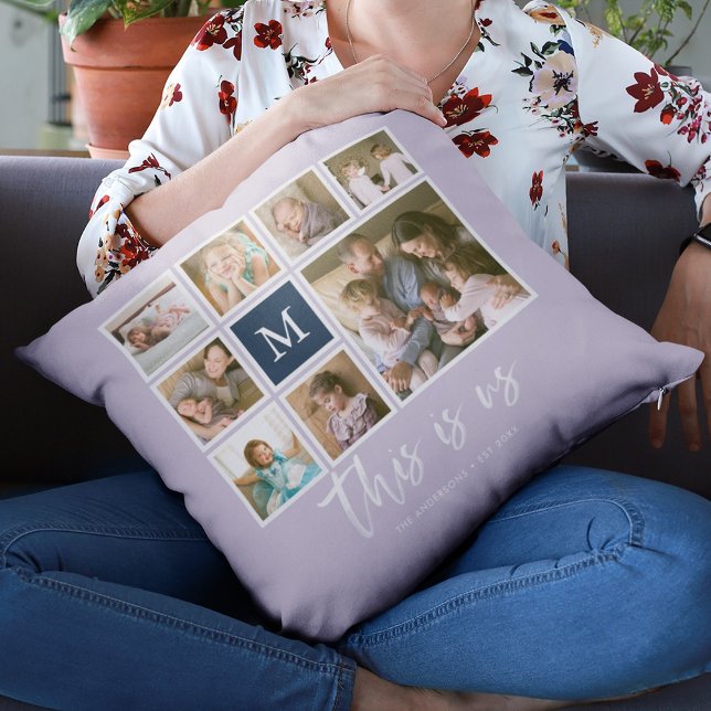 Editable Colour Monogram This is Us Photo Collage Cushion (Creator Uploaded)