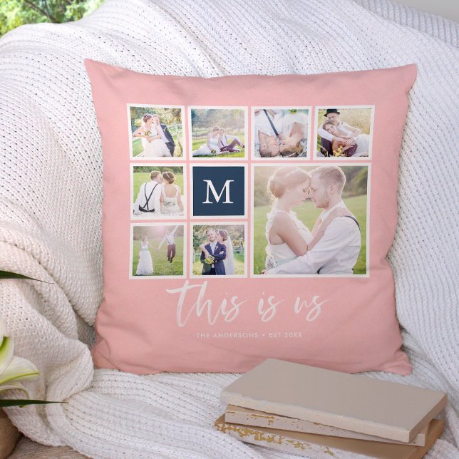 Editable Colour Monogram This is Us Photo Collage Cushion (Creator Uploaded)