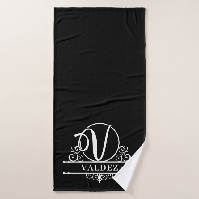 Editable Colour Monogram V Bath Towel Set (Bath Towel)