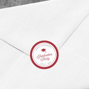 Editable Colour Mortarboard Script Graduation Part Classic Round Sticker