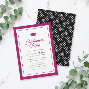 Editable Colour Mortarboard Script Graduation Part Invitation