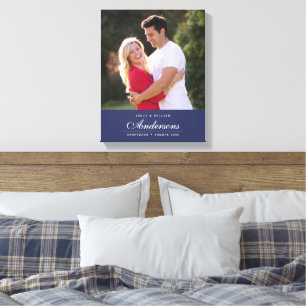 Editable Colour Name Cursive Family Name Photo Canvas Print