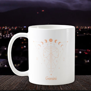 Editable Colour Peach Gemini Zodiac Sign Coffee Mug