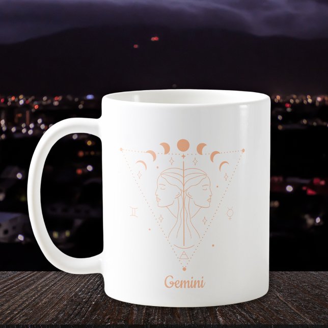 Editable Colour Peach Gemini Zodiac Sign Coffee Mug (Creator Uploaded)