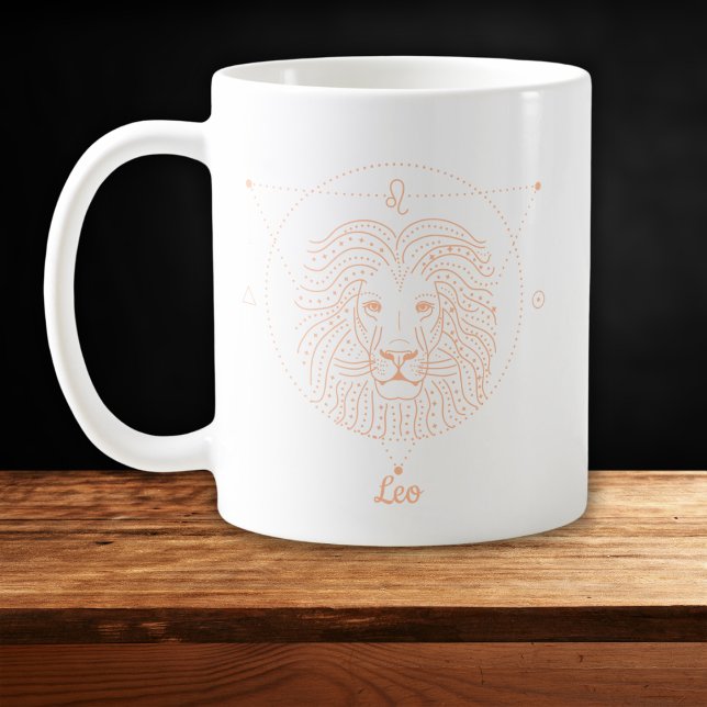 Editable Colour Peach Leo Zodiac Sign Coffee Mug (Creator Uploaded)
