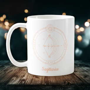 Editable Colour Peach Sagittarius Zodiac Sign Coffee Mug