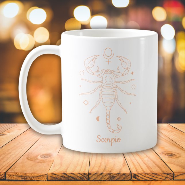 Editable Colour Peach Scorpio Zodiac Sign Coffee Mug (Creator Uploaded)
