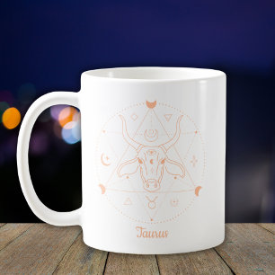Editable Colour Peach Taurus Zodiac Sign Coffee Mug
