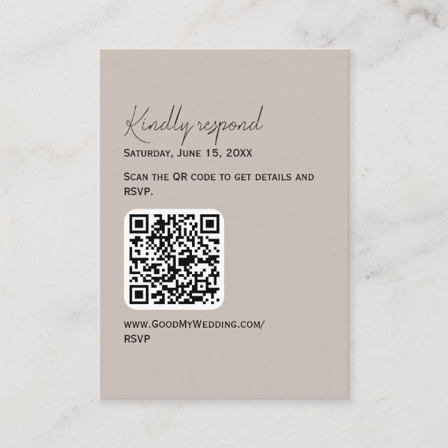 Editable Colour QR Code RSVP Card (Front)