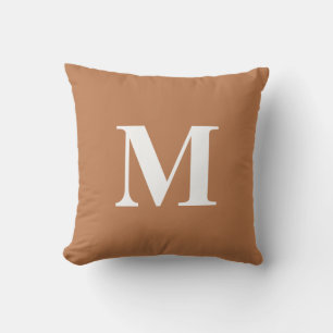 Editable Colour Rust Orange White Monogram Initial Cushion