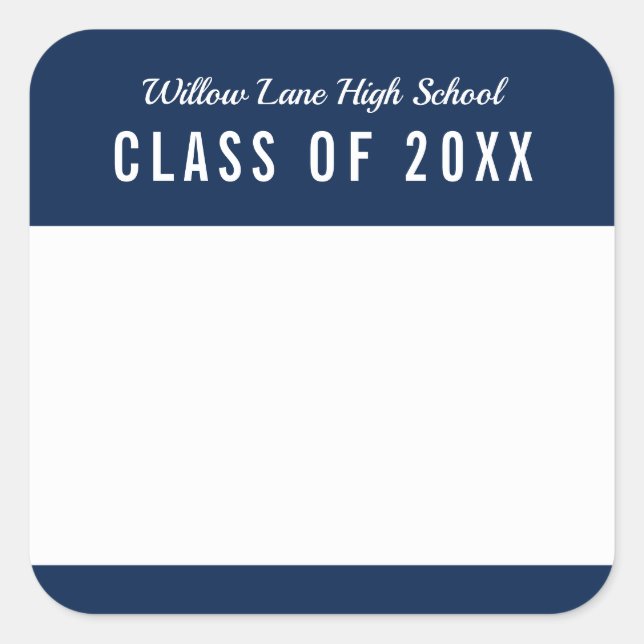 Editable Colour School Class Reunion Name Square Sticker (Front)