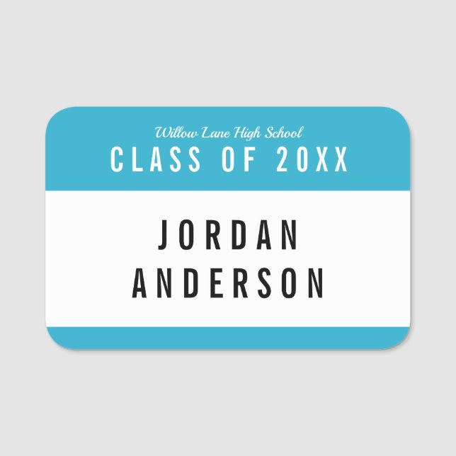 Editable Colour School Class Reunion Name Tag (Front)