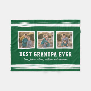 Editable Colour Sporty Best Grandpa Ever Photo Fleece Blanket