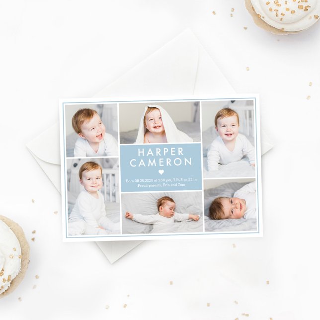 Editable Colour Sweet Heart Baby Birth Announcemen Holiday Card (Creator Uploaded)