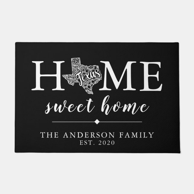 Editable Colour TEXAS Personalised State Doormat (Front)