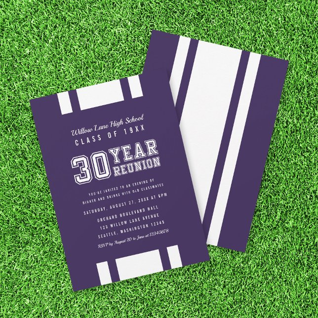Editable Colour Varsity 30 Year Class Reunion Invitation (Creator Uploaded)