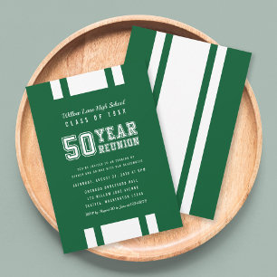 Editable Colour Varsity 50 Year Class Reunion Invitation